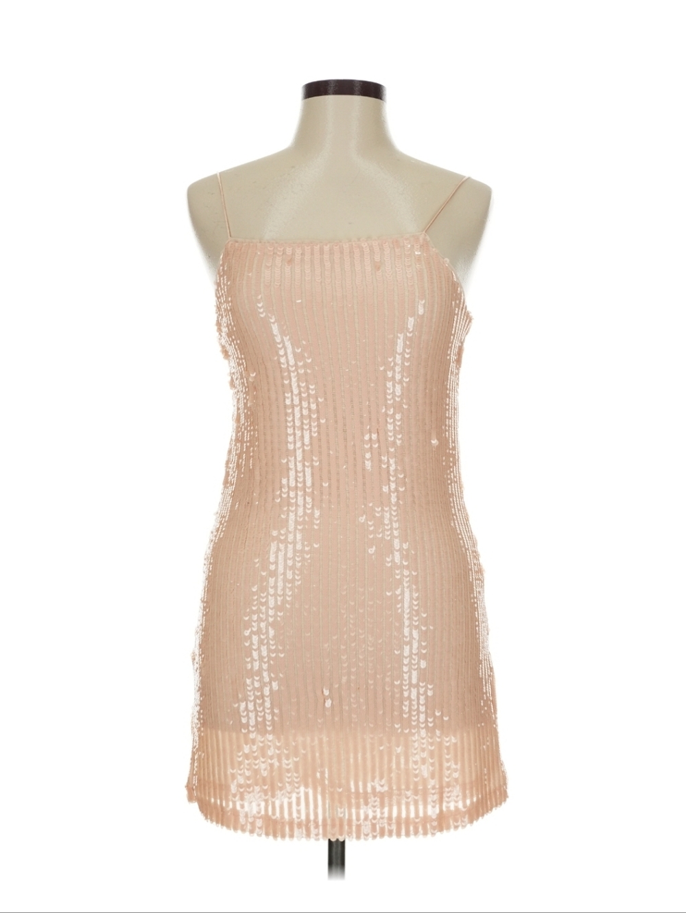 Mango Metallic Cream Peachy Sequin Slip Mini Dress NWT Size 6